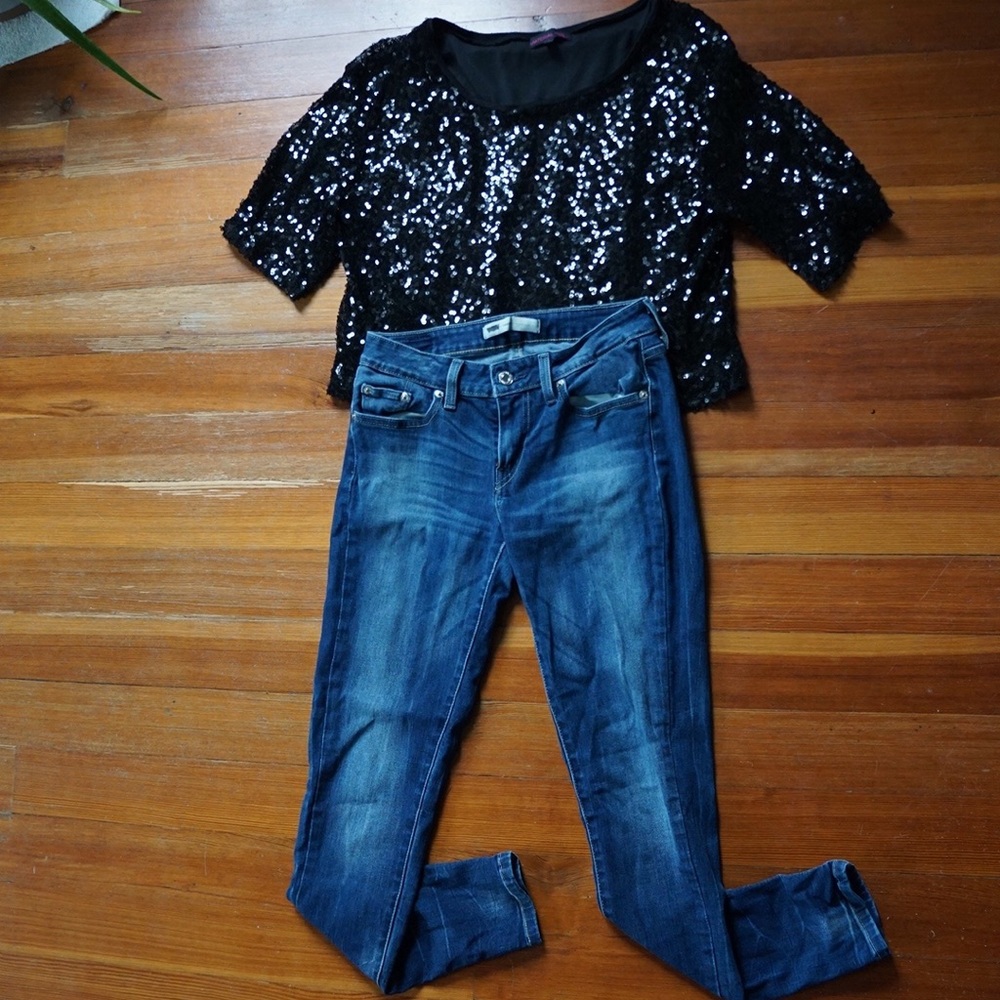 Black Sequin Top